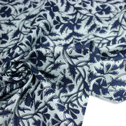 Tissu coton fin imprimé INDIENNE bleu ciel aux fleurs traditionnelles indiennes bleu Prusse - TissusPapi.com