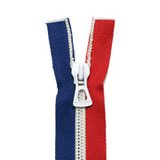 Fermeture à glissière séparable 55cm tricolore bleu blanc rouge - Fabrication française - TissusPapi.com