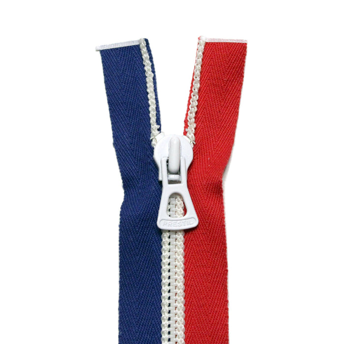 Fermeture à glissière séparable 55cm tricolore bleu blanc rouge - Fabrication française