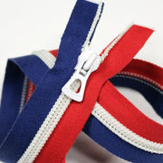 Fermeture à glissière séparable 55cm tricolore bleu blanc rouge - Fabrication française - TissusPapi.com