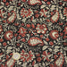 Tissu coton fin imprimé INDIENNES noir aux fleurs traditionnelles indiennes rouges et écrues - TissusPapi.com