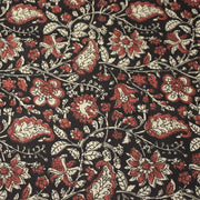Tissu coton fin imprimé INDIENNES noir aux fleurs traditionnelles indiennes rouges et écrues - TissusPapi.com