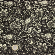 Tissu coton fin imprimé INDIENNES noir aux fleurs traditionnelles indiennes noires et écrues - TissusPapi.com
