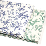 Tissu coton TOILE DE JOUY AUX MESANGES : bleu, vert - OEKO - TEX - TissusPapi.com