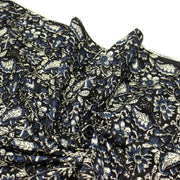Tissu coton fin imprimé INDIENNES noir aux fleurs traditionnelles indiennes écrues et bleu Prusse - TissusPapi.com
