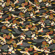 Tissu cotonnade NIGITA, motif japonais des grues : noir, bleu, rose, rouge - OEKO - TEX - TissusPapi.com