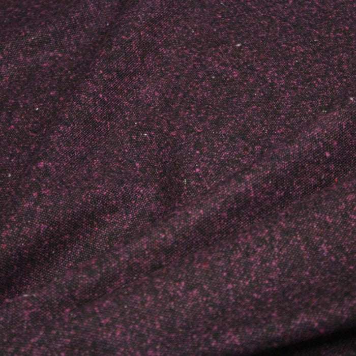 Tissu lainage tweed caviar noir et rose byzantin - Fabrication italienne