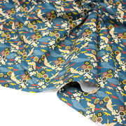 Tissu cotonnade NIGITA, motif japonais des grues : noir, bleu, rose, rouge - OEKO - TEX - TissusPapi.com
