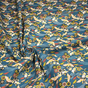 Tissu cotonnade NIGITA, motif japonais des grues : noir, bleu, rose, rouge - OEKO - TEX - TissusPapi.com