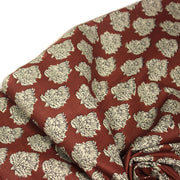 Tissu coton fin imprimé INDIENNES rouge rouille aux fleurs indiennes écrues et noires - TissusPapi.com