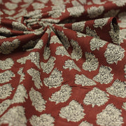 Tissu coton fin imprimé INDIENNES rouge rouille aux fleurs indiennes écrues et noires - TissusPapi.com