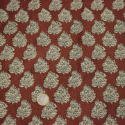 Tissu coton fin imprimé INDIENNES rouge rouille aux fleurs indiennes écrues et noires - TissusPapi.com