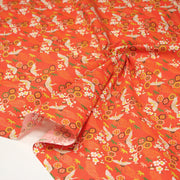 Tissu cotonnade NIGITA, motif japonais des grues : noir, bleu, rose, rouge - OEKO - TEX - TissusPapi.com