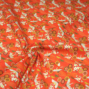 Tissu cotonnade NIGITA, motif japonais des grues : noir, bleu, rose, rouge - OEKO - TEX - TissusPapi.com