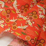 Tissu cotonnade NIGITA, motif japonais des grues : noir, bleu, rose, rouge - OEKO - TEX - TissusPapi.com