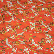 Tissu cotonnade NIGITA, motif japonais des grues : noir, bleu, rose, rouge - OEKO - TEX - TissusPapi.com