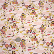 Tissu cotonnade NIGITA, motif japonais des grues : noir, bleu, rose, rouge - OEKO - TEX - TissusPapi.com