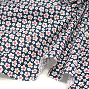 Tissu cotonnade fleurs japonaises géométriques : bleu, jaune, vert, rouge - OEKO - TEX - TissusPapi.com