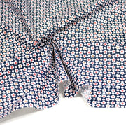 Tissu cotonnade fleurs japonaises géométriques : bleu, jaune, vert, rouge - OEKO - TEX - TissusPapi.com
