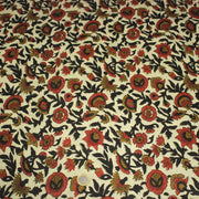 Tissu coton fin imprimé INDIENNES écru aux fleurs indiennes ocres rouges et noires - TissusPapi.com