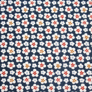 Tissu cotonnade fleurs japonaises géométriques : bleu, jaune, vert, rouge - OEKO - TEX - TissusPapi.com