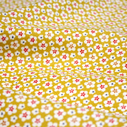 Tissu cotonnade fleurs japonaises géométriques : bleu, jaune, vert, rouge - OEKO - TEX - TissusPapi.com