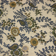 Tissu coton fin imprimé INDIENNES écru aux fleurs indiennes bleues, vertes, jaunes - TissusPapi.com