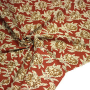 Tissu coton fin imprimé INDIENNES rouge rouille aux fleurs écrues et ocres - TissusPapi.com