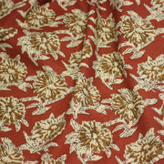 Tissu coton fin imprimé INDIENNES rouge rouille aux fleurs écrues et ocres - TissusPapi.com
