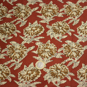 Tissu coton fin imprimé INDIENNES rouge rouille aux fleurs écrues et ocres - TissusPapi.com
