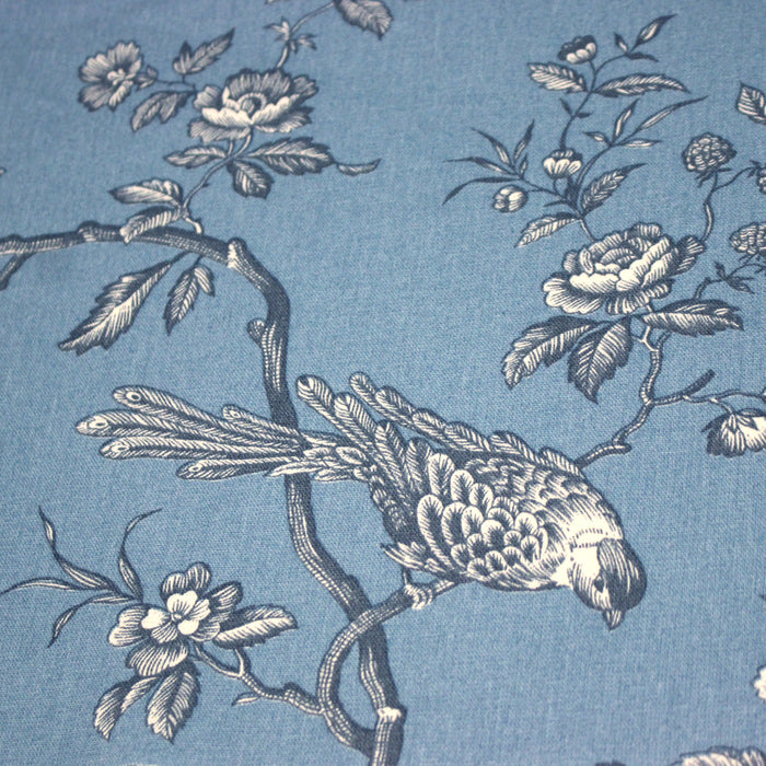 Tissu coton épais demi-natté TOILE DE JOUY AUX MESANGES, grande largeur 280cm : cinq couleurs dispos - OEKO-TEX
