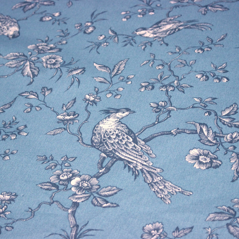 Tissu coton épais demi - natté TOILE DE JOUY AUX MESANGES, grande largeur 280cm : cinq couleurs dispos - OEKO - TEX - TissusPapi.com