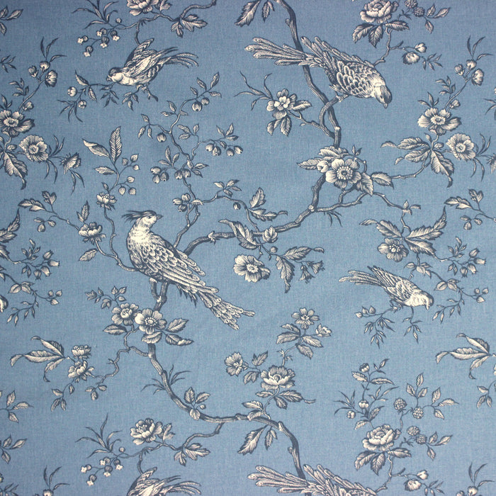 Tissu coton épais demi-natté TOILE DE JOUY AUX MESANGES, grande largeur 280cm : cinq couleurs dispos - OEKO-TEX