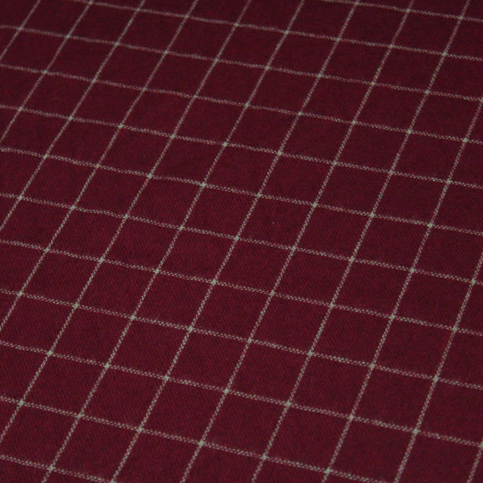 Tissu lainage tartan rose byzantin aux liserés gris clair - Fabrication italienne