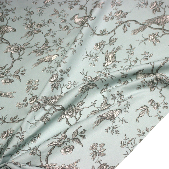 Tissu coton épais demi-natté TOILE DE JOUY AUX MESANGES, grande largeur 280cm : cinq couleurs dispos - OEKO-TEX