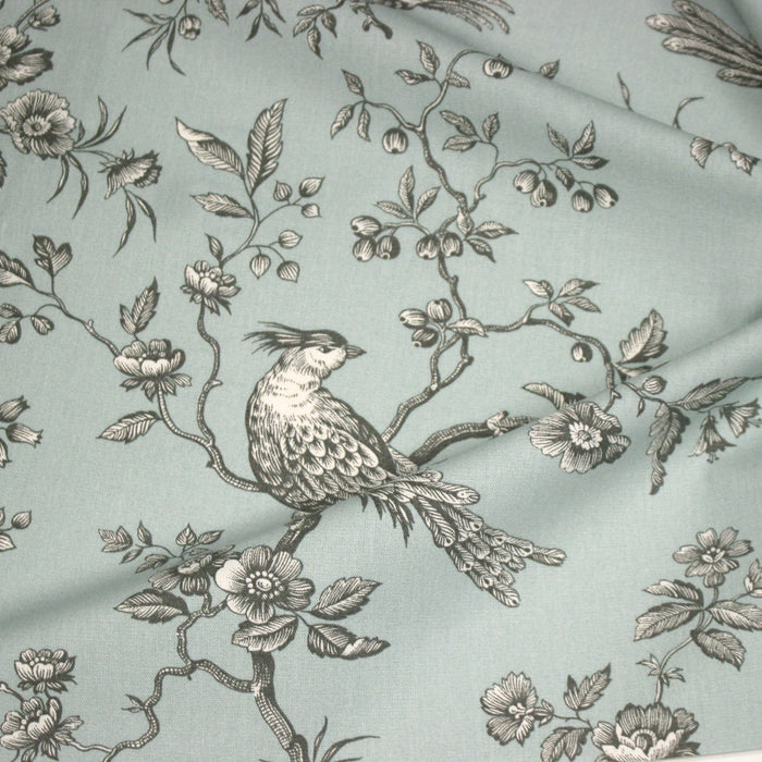 Tissu coton épais demi-natté TOILE DE JOUY AUX MESANGES, grande largeur 280cm : cinq couleurs dispos - OEKO-TEX