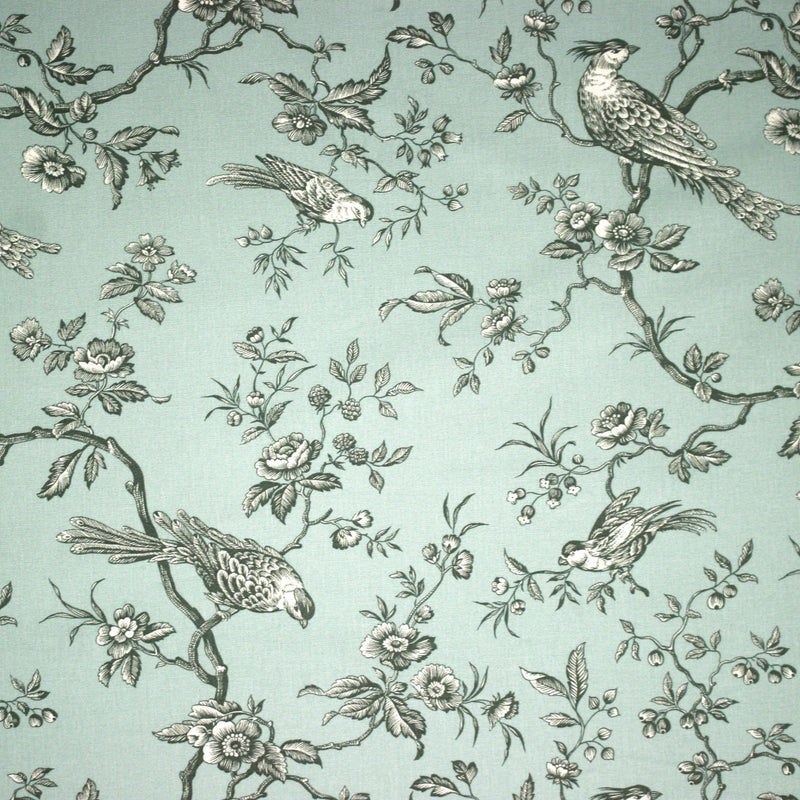 Tissu coton épais demi - natté TOILE DE JOUY AUX MESANGES, grande largeur 280cm : cinq couleurs dispos - OEKO - TEX - TissusPapi.com