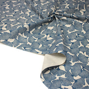 Tissu coton demi natté motif japonais GINKGO : BLEU ou NOIR - OEKO - TEX STANDARD 100 - TissusPapi.com