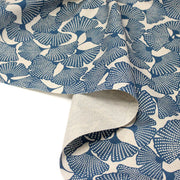 Tissu coton demi natté motif japonais GINKGO : BLEU ou NOIR - OEKO - TEX STANDARD 100 - TissusPapi.com