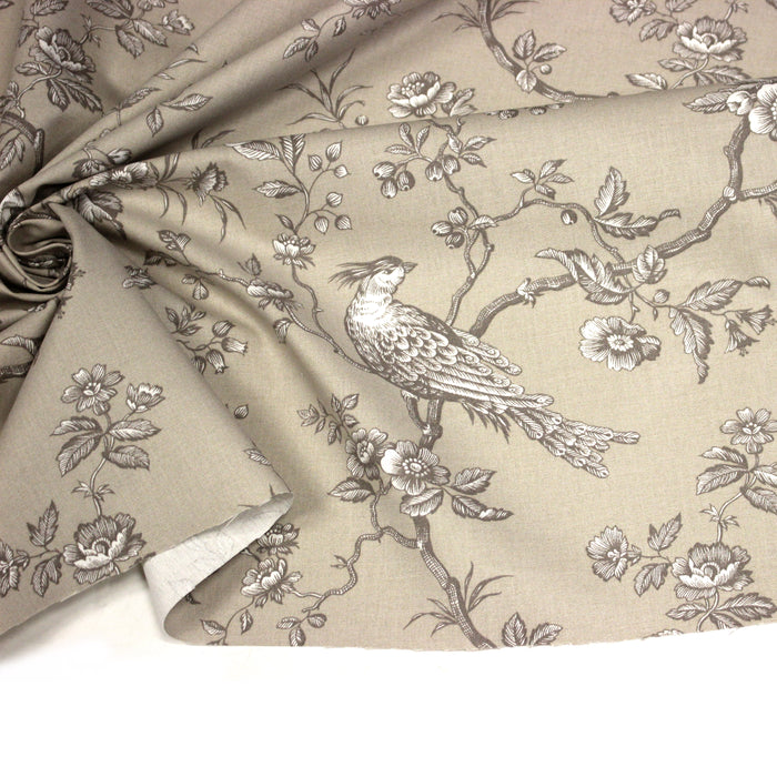 Tissu coton épais demi-natté TOILE DE JOUY AUX MESANGES, grande largeur 280cm : cinq couleurs dispos - OEKO-TEX