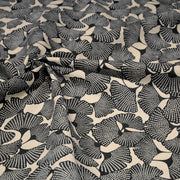 Tissu coton demi natté motif japonais GINKGO : BLEU ou NOIR - OEKO - TEX STANDARD 100 - TissusPapi.com