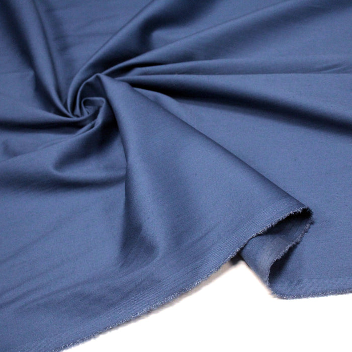 Tissu gabardine coton élasthanne Bleu Prusse
