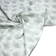 Tissu cotonnade blanc aux branches tropicales & arbres du voyageur - OEKO - TEX STANDARD 100 - TissusPapi.com