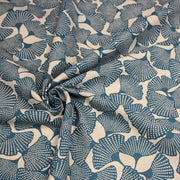 Tissu coton demi natté motif japonais GINKGO : BLEU ou NOIR - OEKO - TEX STANDARD 100 - TissusPapi.com