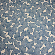 Tissu coton demi natté motif japonais GINKGO : BLEU ou NOIR - OEKO - TEX STANDARD 100 - TissusPapi.com