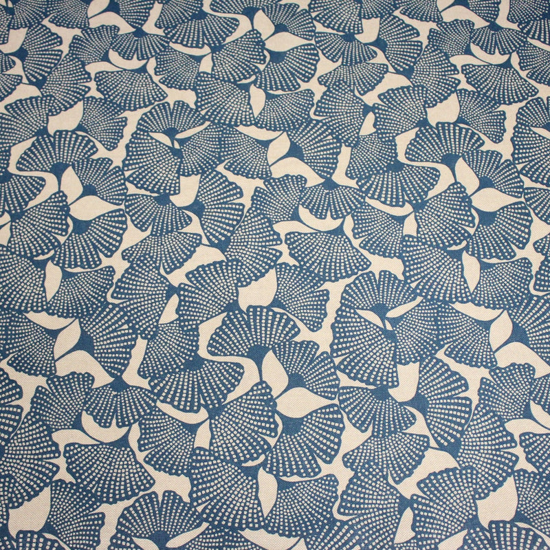 Tissu coton demi natté motif japonais GINKGO : BLEU ou NOIR - OEKO - TEX STANDARD 100 - TissusPapi.com