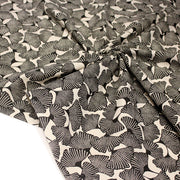 Tissu coton demi natté motif japonais GINKGO : BLEU ou NOIR - OEKO - TEX STANDARD 100 - TissusPapi.com