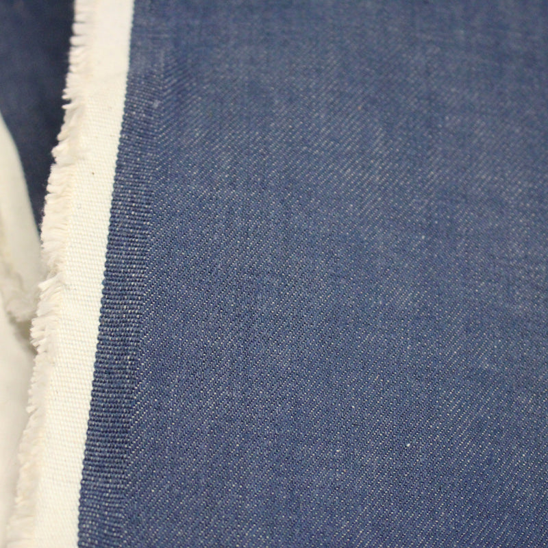 Tissu DENIM brut 100% coton bleu roi rigide 425gr/m2 - Fabrication italienne - TissusPapi.com