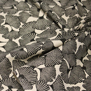 Tissu coton demi natté motif japonais GINKGO : BLEU ou NOIR - OEKO - TEX STANDARD 100 - TissusPapi.com