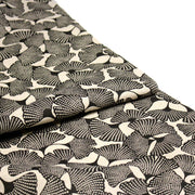 Tissu coton demi natté motif japonais GINKGO : BLEU ou NOIR - OEKO - TEX STANDARD 100 - TissusPapi.com
